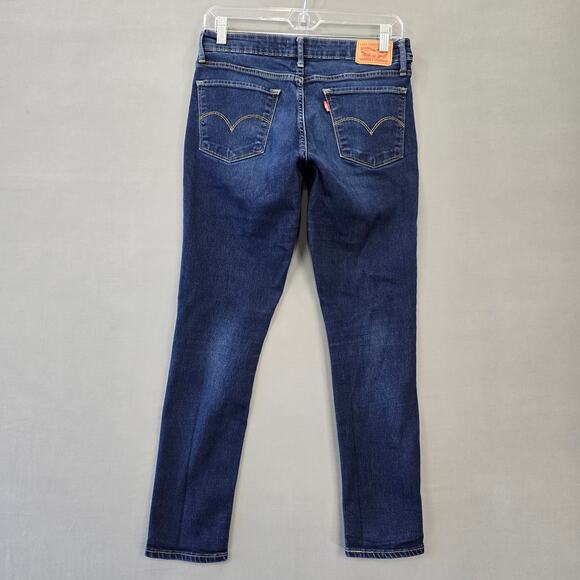 Levi's 711 Skinny Blue Jeans Stretch Casual Dark Denim Classic Zip Women Size 29 - Picture 2 of 9